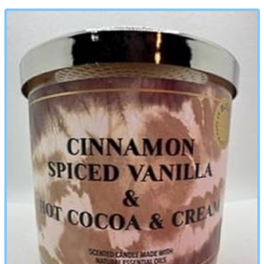 Bath & Body Works 3-Wick Candle Cinnamon Spiced Vanilla & Hot Cocoa & Cream
